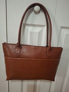 Hobo International Vintage Brown Leather Tote Bag EUC